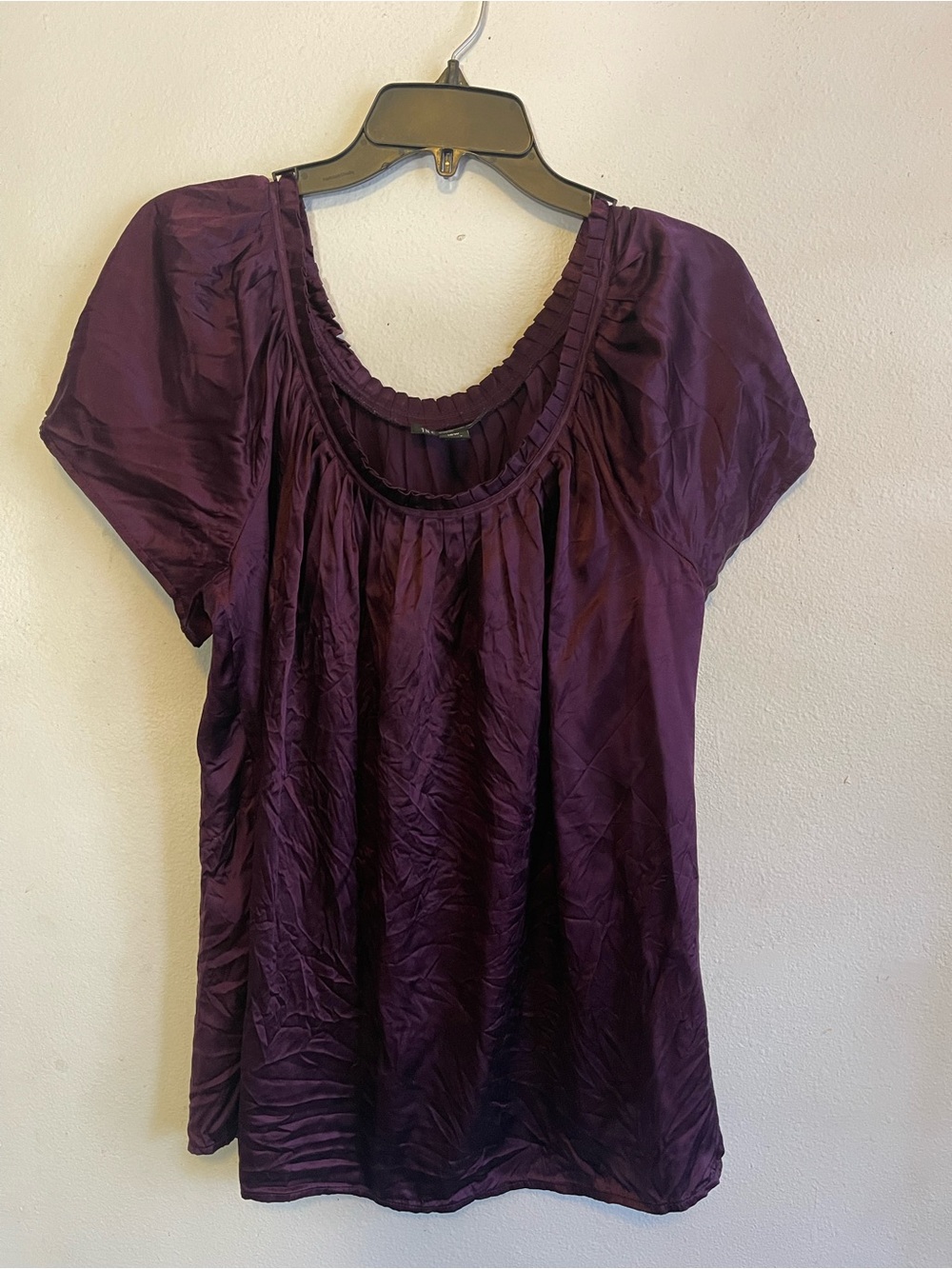 INC International Concepts Plum Scoop-Neck Short Sleeve Blouse
